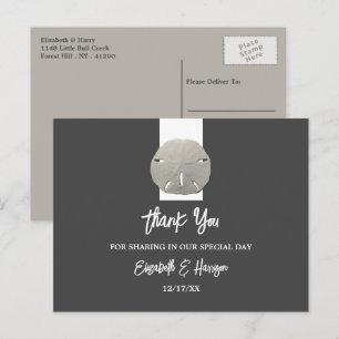 Lone Sand Dollar - Charcoal Gray - Beach Wedding Briefkaart