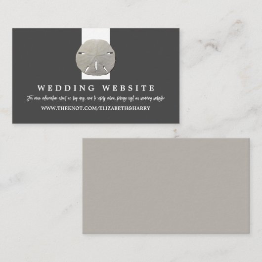 Lone Sand Dollar - Charcoal Gray - Weddenschap Web Informatiekaartje (Voorkant / Achterkant)