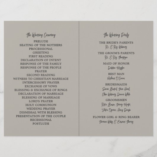 Lone Sand Dollar, Charcoal Gray, Wedding Program (Achterkant)