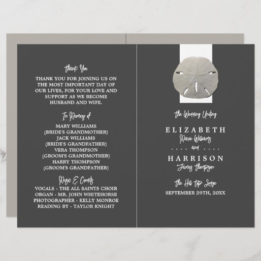 Lone Sand Dollar, Charcoal Grey, Programme de mari (Devant / Derrière)