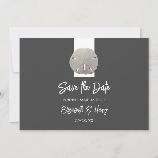 Lone Sand Dollar - Houtskool Grijs - Save the Date (Voorkant)