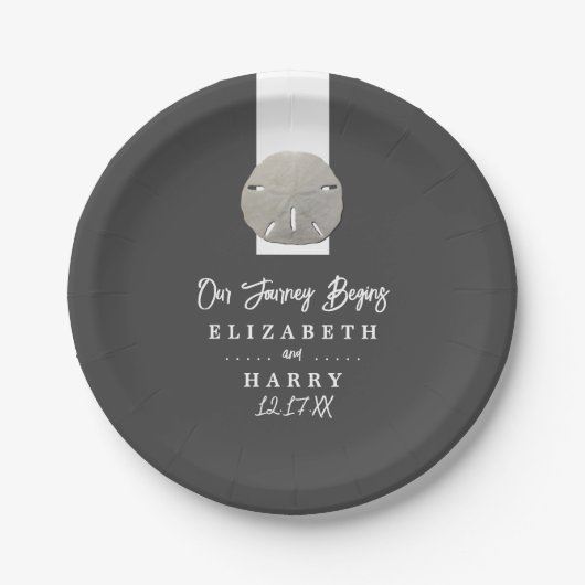 Lone Sand Dollar - Houtskool Grijs - Strand Bruilo Papieren Bordje (Voorkant)