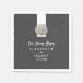 Lone Sand Dollar - Houtskool Grijs - Strand Bruilo Servet (Voorkant)