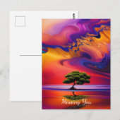 Lone Tree in Water Colorful sky Briefkaart (Voorkant / Achterkant)