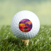 Lone Tree in Water Colorful sky Golfballen (Insitu Shirt)