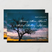 Lone Tree Sunset Country Wedding Invitations Kaart (Voorkant / Achterkant)