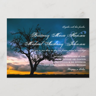 Lone Tree Sunset Country Wedding Invitations Kaart
