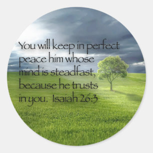 Lone tree with Sunshine Bible Verse Ronde Sticker