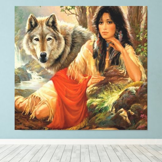 Lone Wolf Canvas Afdruk (Insitu (Houten vloer))