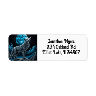 Lone Wolf en Full Moon Zwart en Blauw Etiket