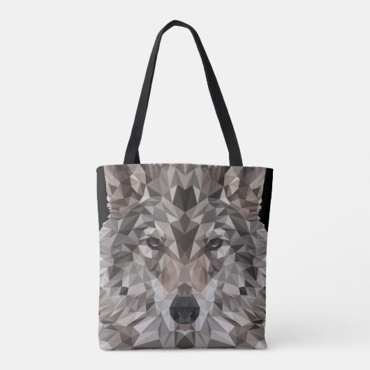 Lone Wolf Geometric Portrait Canvas tas (Achterkant)