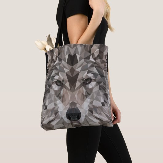 Lone Wolf Geometric Portrait Canvas tas (Dichtbij)