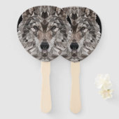 Lone Wolf geometrisch portret Handwaaier (Voorkant en achterkant)