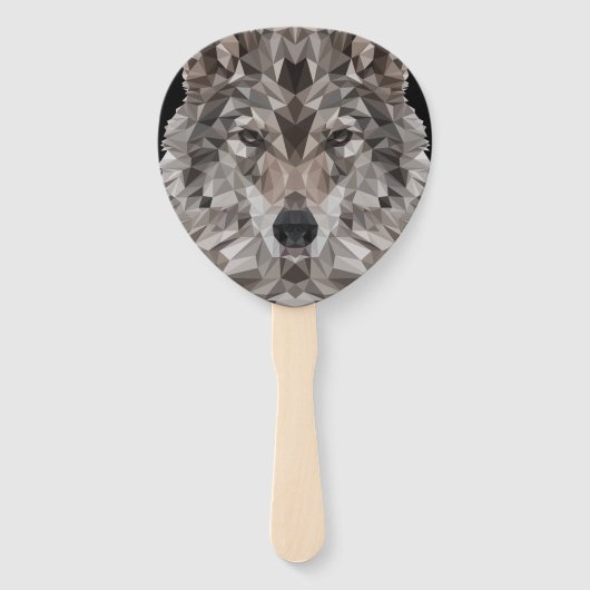 Lone Wolf geometrisch portret Handwaaier (Voorkant)