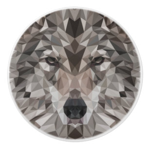 Lone Wolf geometrisch portret Keramische Knop