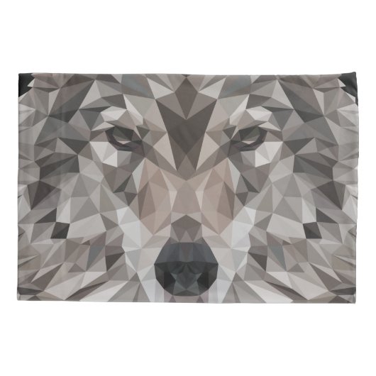 Lone Wolf geometrisch portret Kussensloop (Achterkant-Links)