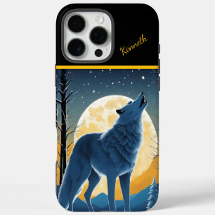 Lone Wolf huilt bij de maan iPhone 16 Pro Max Hoesje