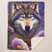 Lone Wolf in de nacht Sherpa Deken (Voorkant)