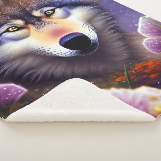 Lone Wolf in de nacht Sherpa Deken (3/4)