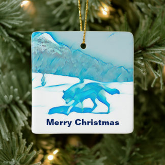 Lone Wolf in Winter Keramisch Ornament
