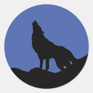 Lone Wolf staat op een zwarte Pop in een heuvel Ronde Sticker