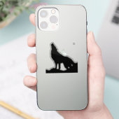 Lone Wolf Standing on a Hill Black Blue Pop Art Sticker (Telefoon)