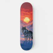 Lone Wolf Stands Against The Sunset Skateboard (Recto)