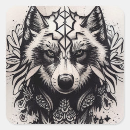 Lone Wolf Tribal Tattoo Wolves Powerwolf Pack Vierkante Sticker