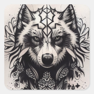 Lone Wolf Tribal Tattoo Wolves Powerwolf Pack Vierkante Sticker
