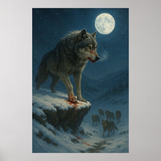 Lone Wolf Under the Moon | Alpha Strength Poster (Voorkant)