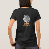 Lone Wolf, uw boodschap, Grijze Wolf Art Oranje te T-shirt (Achterkant)