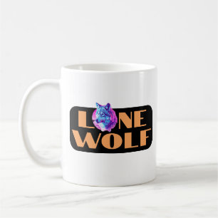 Lone Wolf voor uw bericht Grote Oranje tekst, zwar Koffiemok
