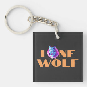 "Lone Wolf" voor uw boodschap, grote Oranje tekst Sleutelhanger