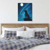 Lone Wolf Wall Art – Moonlight Spirit Canvas Afdruk (Insitu (Slaapkamer))