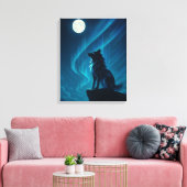 Lone Wolf Wall Art – Moonlight Spirit Canvas Afdruk (Insitu (Woonkamer))