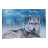 Lone Wolf/Wolven Wolf Moon Moonlight Wildlife Kussensloop (Voorkant-Rechts)