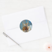 Loneley Reindeer Ronde Sticker (Envelop)