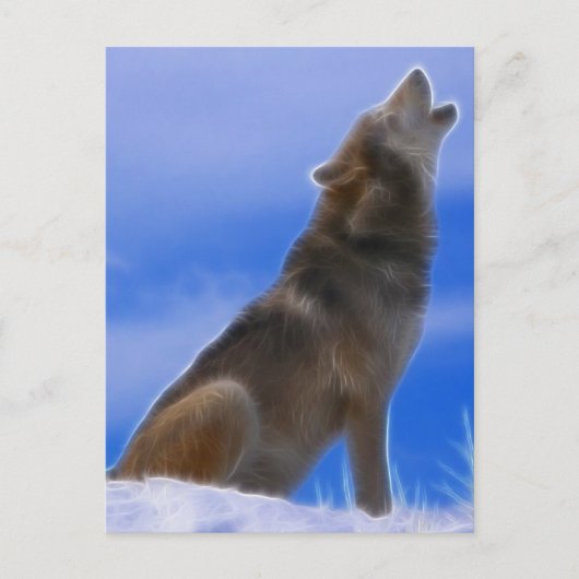 Lonely Howling Endangered Gray Wolf Briefkaart (Voorkant)