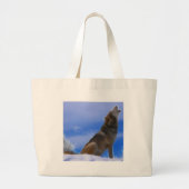 Lonely Howling Endangered Gray Wolf Grote Tote Bag (Voorkant)