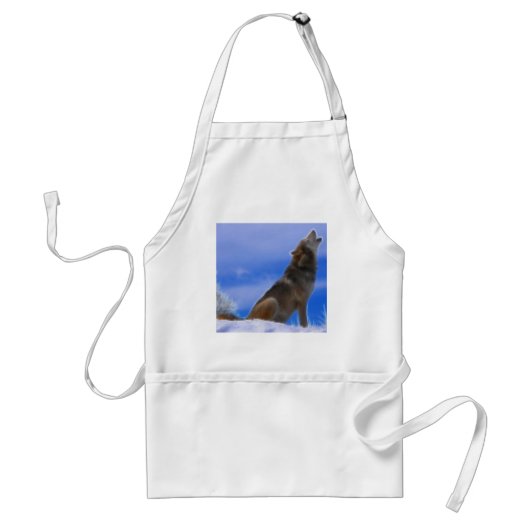 Lonely Howling Endangered Gray Wolf Standaard Schort (Voorkant)