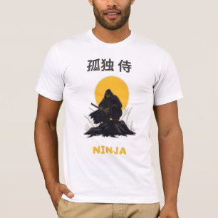 Lonely Ninja Samurai Kunstontwerp T-shirt