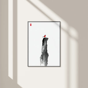 Lonely Peak - Minimalistische Inkt Wandkunst - Zen Foto Afdruk