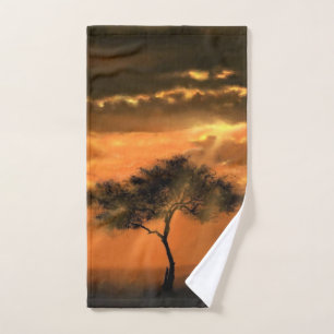 Lonely Tree Sunbeams Bath Towel Set Sunset Bad Handdoek