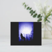 Lonely Wolf Howling bij Moon Briefkaart (Staand voorkant)