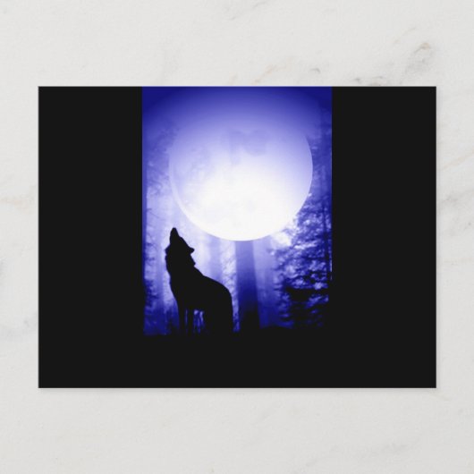 Lonely Wolf Howling bij Moon Briefkaart (Voorkant)