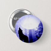 Lonely Wolf Howling bij Moon Ronde Button 5,7 Cm (Voorkant /achterkant)