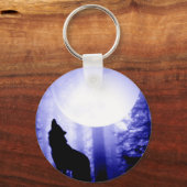 Lonely Wolf Howling bij Moon Sleutelhanger (Voorkant)