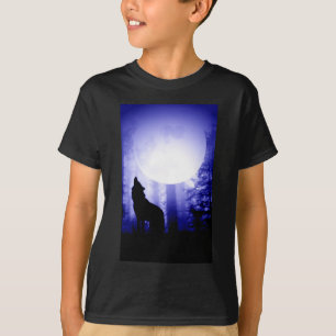Lonely Wolf Howling bij Moon T-shirt