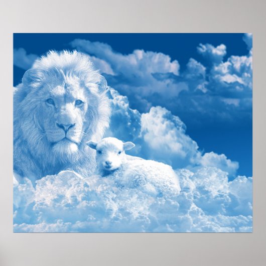 Lonen en lammeren in wolken poster (Voorkant)