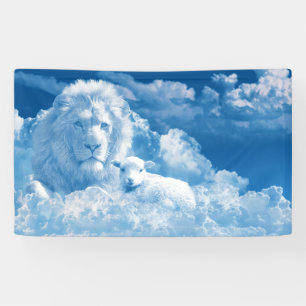 Lonen en lammeren in wolken spandoek